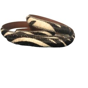 Terry Stack Pony Hair Zebra Print Hook & Loop Closure Belt Size M